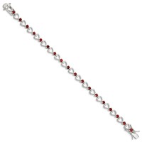 Sterling Silver Rhodium-plated Garnet Heart Bracelet view 2