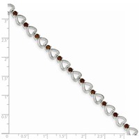 Sterling Silver Rhodium-plated Garnet Heart Bracelet view 4