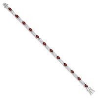 Sterling Silver Rhodium-plated Garnet Bracelet view 2
