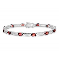 Sterling Silver Rhodium-plated Garnet Bracelet view 3