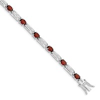Sterling Silver Rhodium-plated Garnet Bracelet view 1