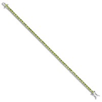 Sterling Silver Rhodium-plated Peridot Bracelet view 2
