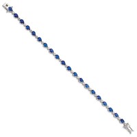 Sterling Silver Rhodium-plated Clear and Blue Pear CZ Bracelet, 7.5" view 2