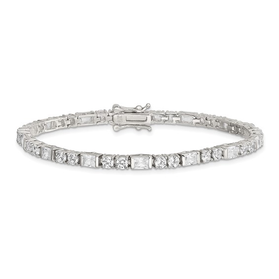 Sterling Silver Rhodium-plated CZ Tennis Bracelet