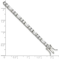 Sterling Silver Rhodium-plated Polished Round and Emerald-cut CZ Tennis Bracelet, 7" view 3