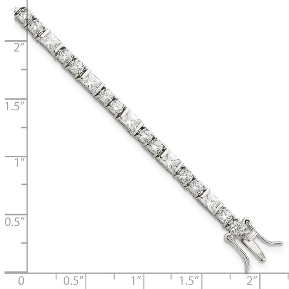 Sterling Silver Rhodium-plated CZ Tennis Bracelet