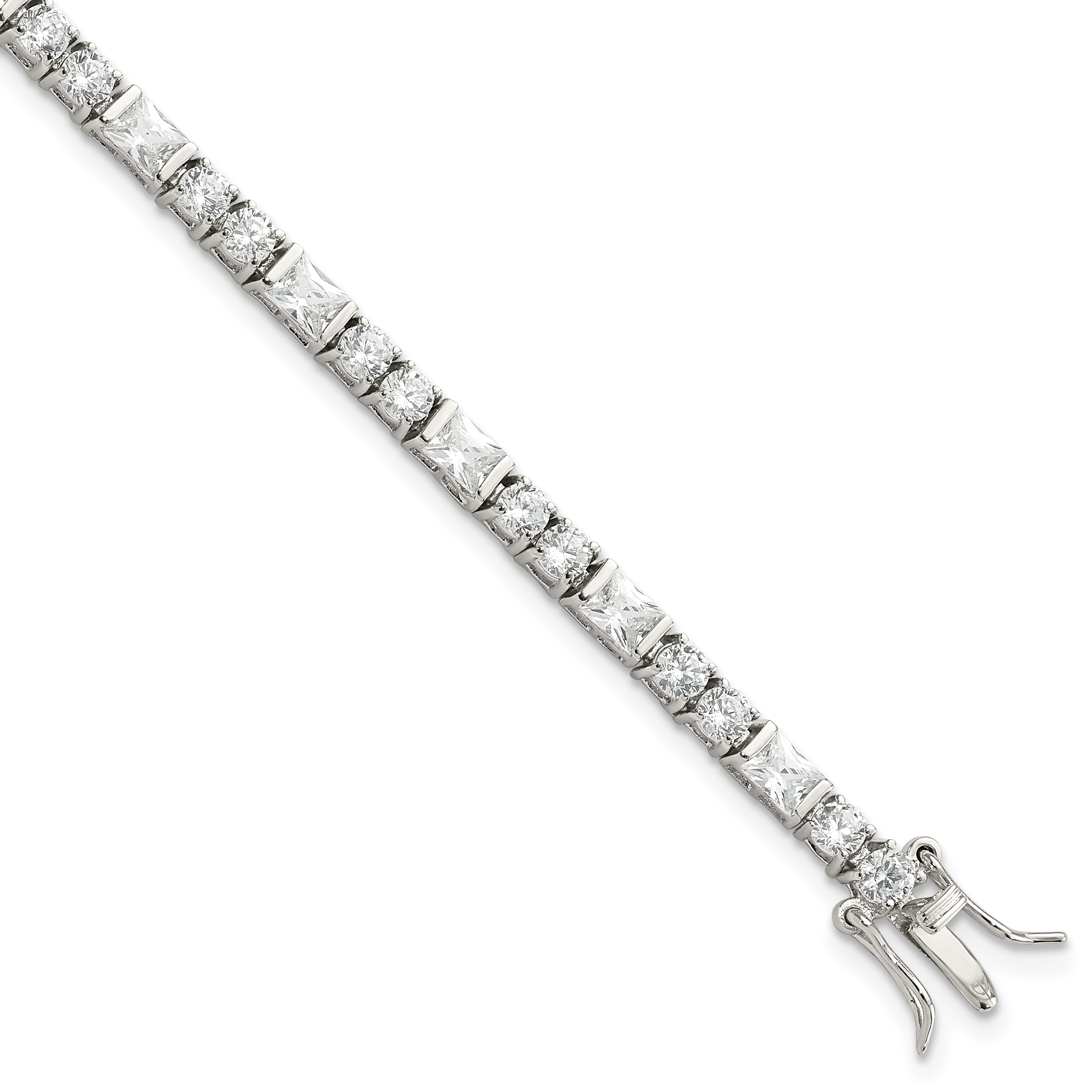 Sterling Silver Rhodium-plated CZ Tennis Bracelet (QX354CZ)