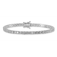 Sterling Silver Rhodium-plated Polished 3mm CZ Tennis Bracelet, 7" view 4