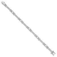 Sterling Silver Rhodium-plated Polished CZ Bracelet, 7" view 2
