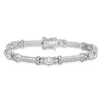 Sterling Silver Rhodium-plated Polished CZ Bracelet, 7" view 4