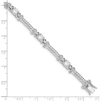 Sterling Silver Rhodium-plated Polished CZ Bracelet, 7" view 3
