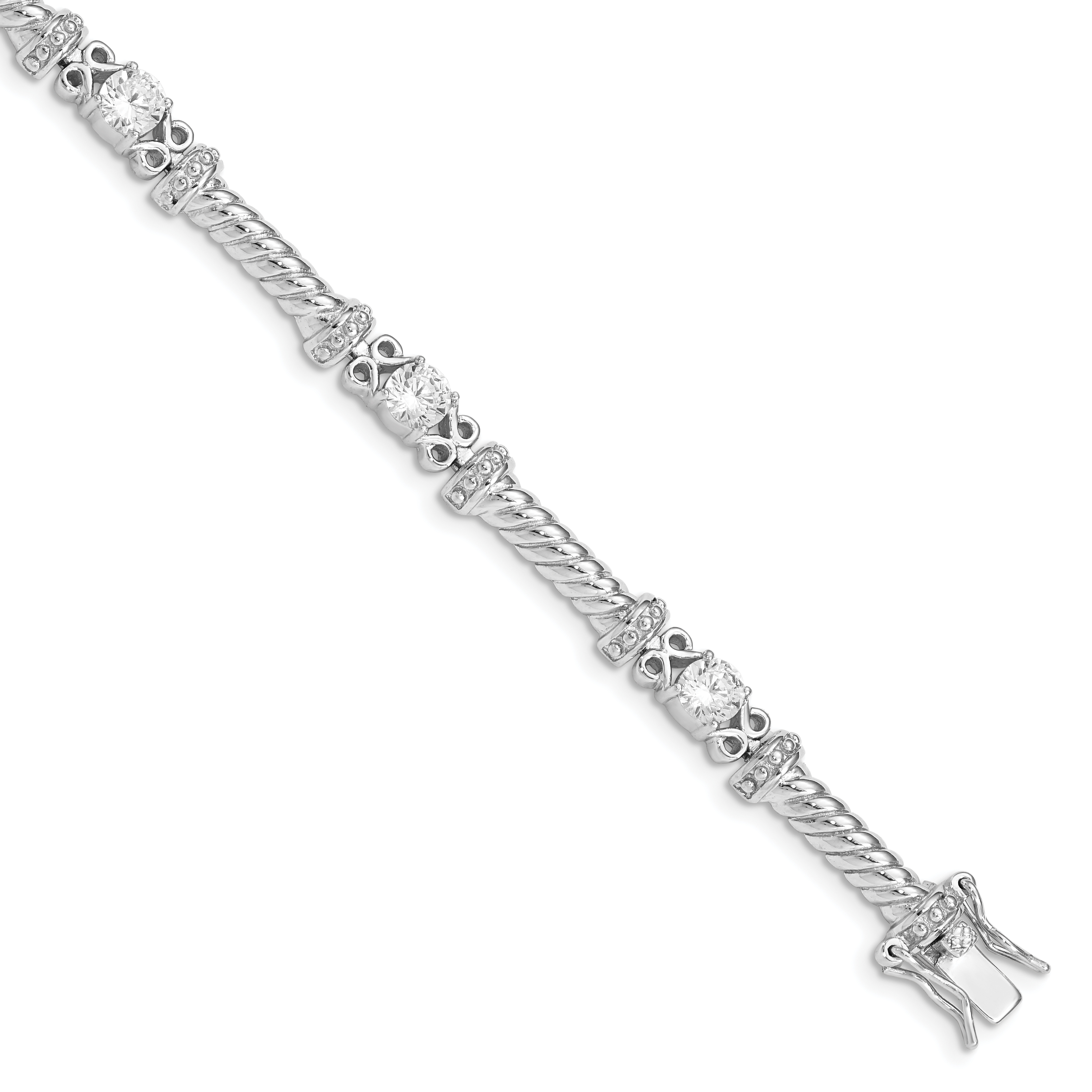 Sterling Silver Rhodium-plated CZ Bracelet (QX361CZ)