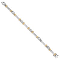 Sterling Silver Rhodium-plated and Vermeil CZ Bracelet, 7" view 2