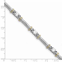 Sterling Silver Rhodium-plated and Vermeil CZ Bracelet, 7" view 3