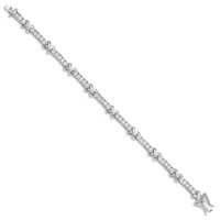 Sterling Silver Rhodium-plated CZ -x- Tennis Bracelet, 7" view 2