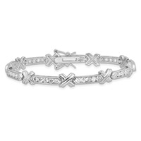 Sterling Silver Rhodium-plated CZ -x- Tennis Bracelet, 7" view 4