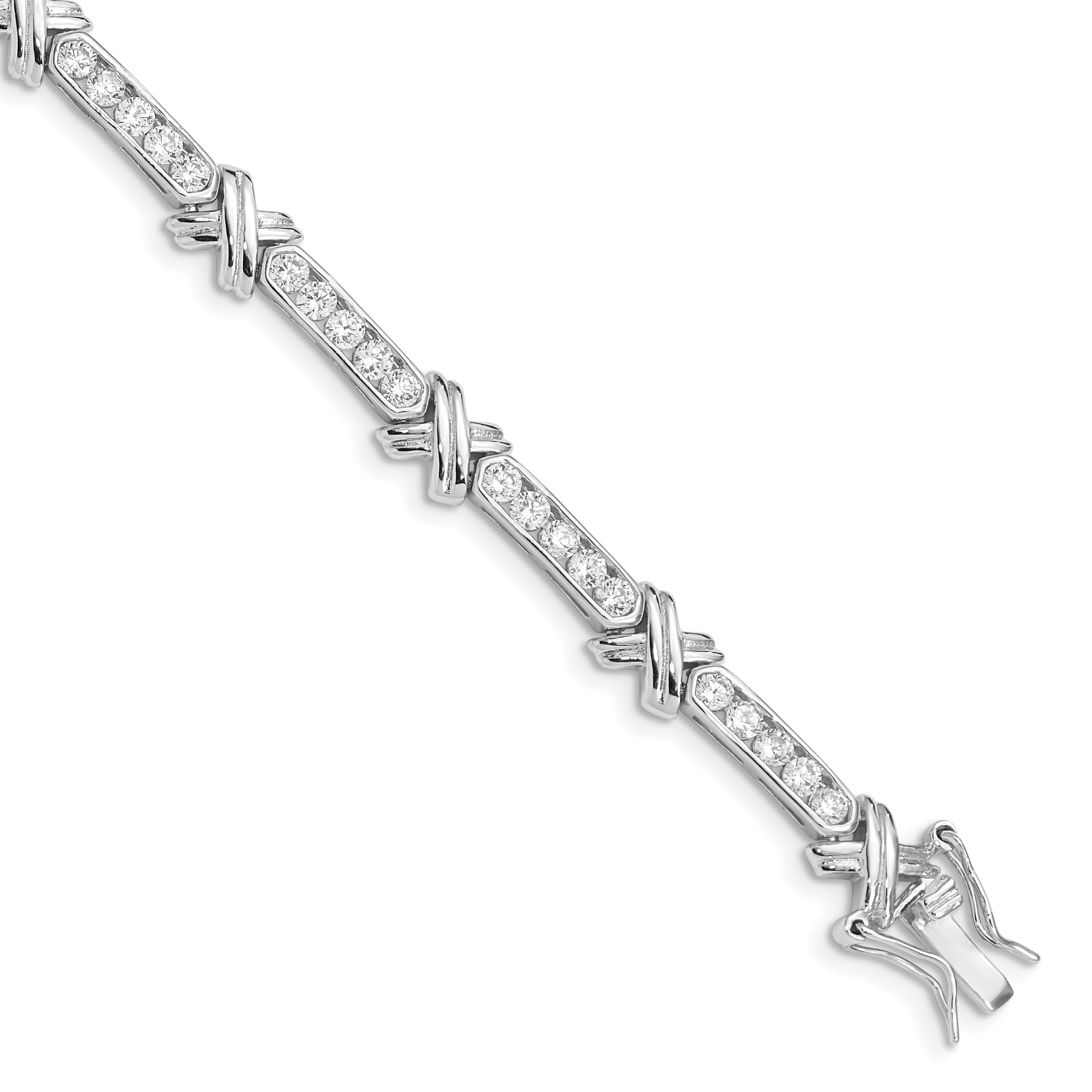 Sterling Silver Rhodium-plated CZ  -X- Bracelet (QX367CZ)