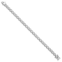 Sterling Silver Rhodium-plated 6mm Bezel CZ Tennis Bracelet, 7.25" view 2