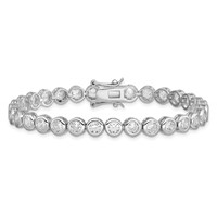 Sterling Silver Rhodium-plated 6mm Bezel CZ Tennis Bracelet, 7.25" view 3