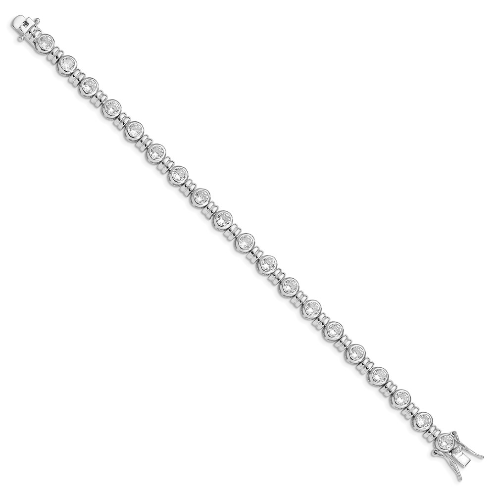 Sterling Silver Rhodium-plated CZ Bracelet (QX375CZ)