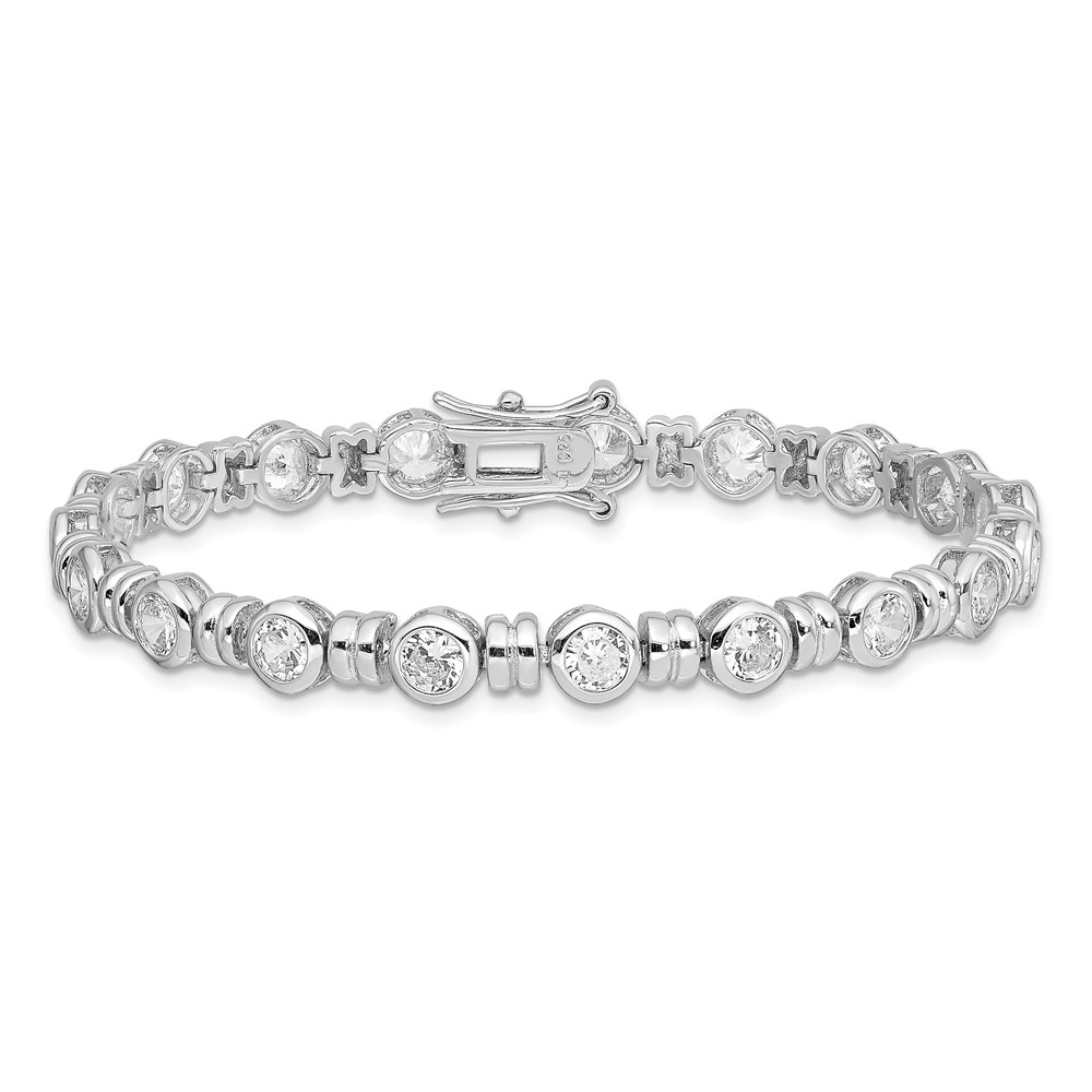 Sterling Silver Rhodium-plated CZ Bracelet (QX375CZ)
