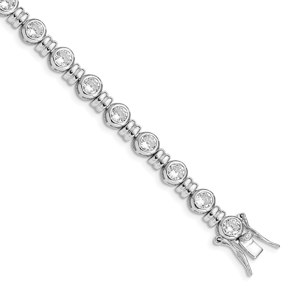 Sterling Silver Rhodium-plated CZ Bracelet (QX375CZ)
