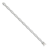 Sterling Silver Rhodium-plated Polished Baguette and Round CZ Bracelet, 7" view 2