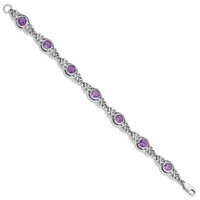 Sterling Silver Rhodium-plated Amethyst Bracelet view 2
