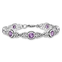 Sterling Silver Rhodium-plated Amethyst Bracelet view 4