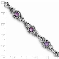 Sterling Silver Rhodium-plated Amethyst Bracelet view 3