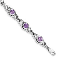 Sterling Silver Rhodium-plated Amethyst Bracelet view 1