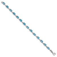Sterling Silver Rhodium-plated Rectangular Blue Topaz Bracelet view 2
