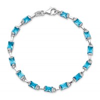 Sterling Silver Rhodium-plated Rectangular Blue Topaz Bracelet view 4