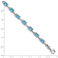 Sterling Silver Rhodium-plated Rectangular Blue Topaz Bracelet view 3