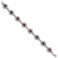 Sterling Silver Rhodium Plated Antiqued Garnet Bracelet view 2