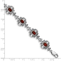 Sterling Silver Rhodium Plated Antiqued Garnet Bracelet view 3