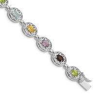 Sterling Silver Rhodium Plated Multi-gemstone 7.5inch Bracelet view 1