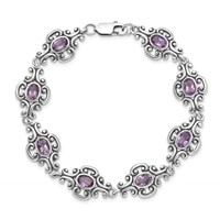 Sterling Silver Rhodium-plated Amethyst Bracelet view 4