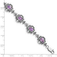 Sterling Silver Rhodium-plated Amethyst Bracelet view 3