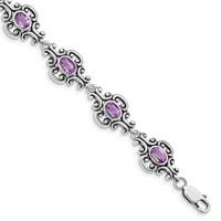 Sterling Silver Rhodium-plated Amethyst Bracelet view 1