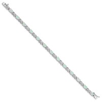 Sterling Silver Rhodium Plated Created Opal XO Bracelet, 7.5" view 2