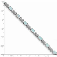 Sterling Silver Rhodium Plated Created Opal XO Bracelet, 7.5" view 3