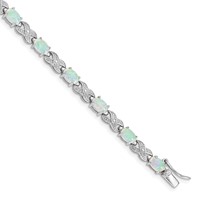 Sterling Silver Rhodium Plated Created Opal XO Bracelet, 7.5" view 1