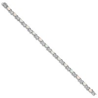 Sterling Silver Rhodium Plated Created Opal XO Bracelet, 8.5" view 2