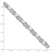 Sterling Silver Rhodium Plated Created Opal XO Bracelet, 8.5" view 3