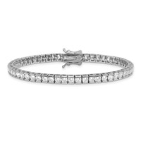 Sterling Silver Rhodium-plated Polished 3mm CZ Tennis Bracelet, 7" view 4