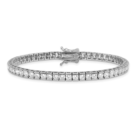 Sterling Silver Rhodium-plated CZ 7 inch Tennis Bracelet