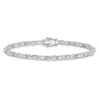 Sterling Silver Rhodium-plated Polished CZ and Infinity Bracelet, 7.5" view 3