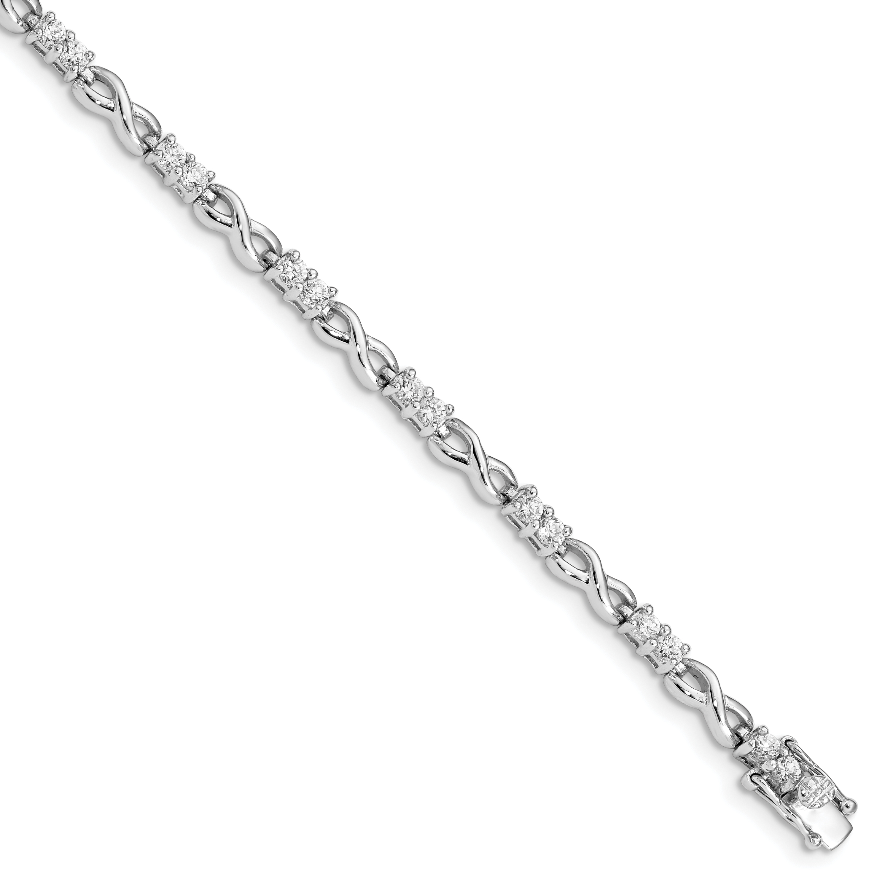 Sterling Silver Rhodium-plated CZ Infinity Bracelet (QX529CZ)