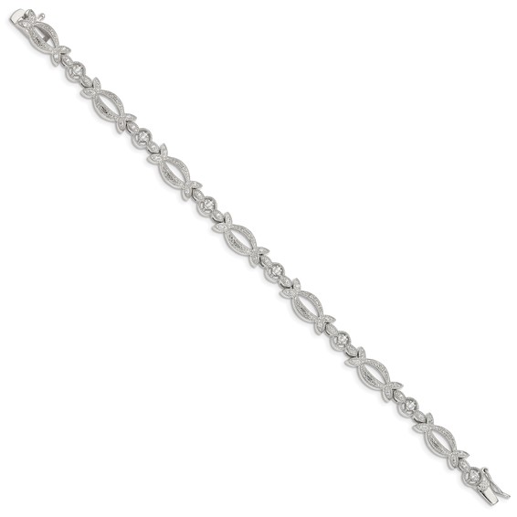 Sterling Silver Rhodium-plated CZ Bracelet